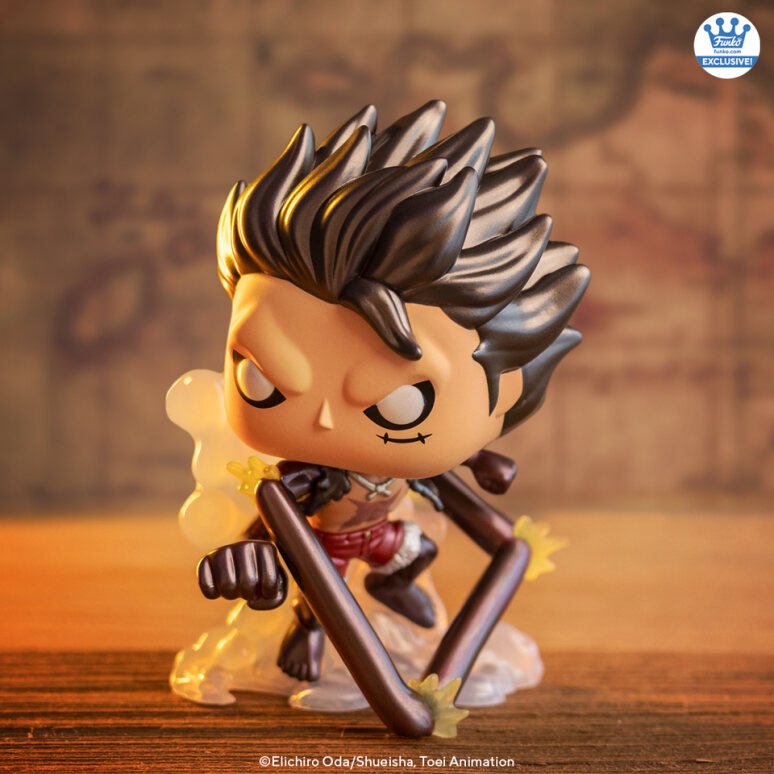 Out-of-box look at the Funko exclusive Pop! Snake-Man Luffy (Metallic).